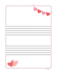 valentine's day writing paper with hearts