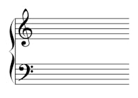 treble and bass clefs on a white background
